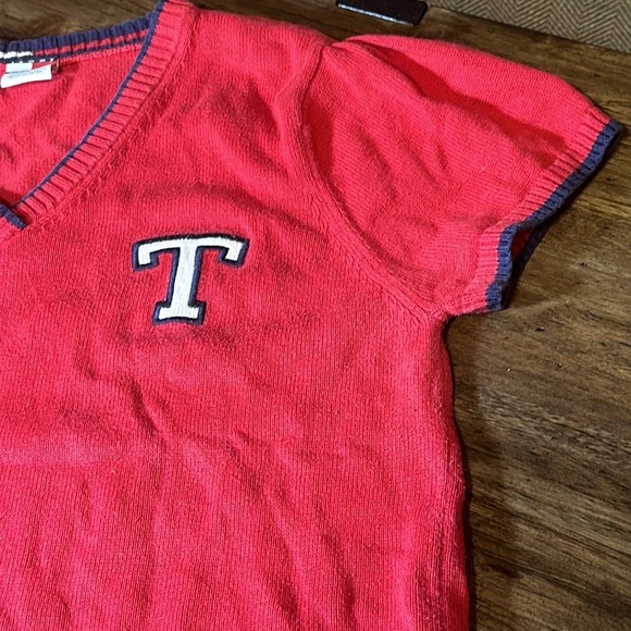 VTG 2002 tommy jeans red sweater vest vneck adult XL Tommy Hilfiger - Picture 6 of 8